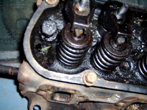1982 Ford Bronco - Close-up view of an engine's internal components, showing valve springs and rocker arms.