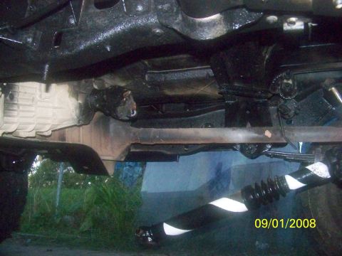 1989 Ford Bronco - Undercarriage detail with a driveshaft and a date stamp of 09/01/2008.