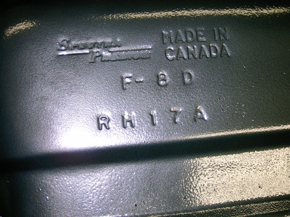 Embossed text on a dark metal part: 'Snap-on' logo, 'MADE IN CANADA', 'F-8D', 'RH17A'