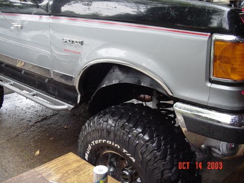 1989 Ford Bronco - Had to pull out the wheelwell to get acess to the bolts for the MSD box..its gotta leave the interior...too noisy