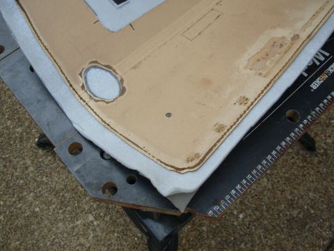 1997 Chevrolet Silverado 3500 - After the adhesive dried a little more, I peeled the foam away from the fabric all the way around, and inside the notch for the hanger.