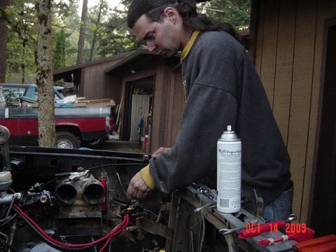 1989 Ford Bronco - Cariann got a pic of me working....obviously getting tired...already been at it about 7 hours