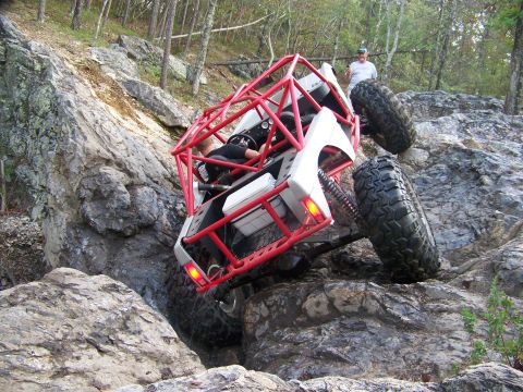 2001 Dodge 1500 - Custom off-road buggy navigating a challenging rocky terrain.