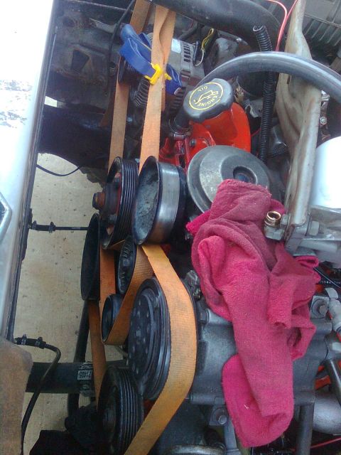 1984 Ford Bronco - Got it mounted close enough to check for the belt length. Still need to strengthen it before running it.