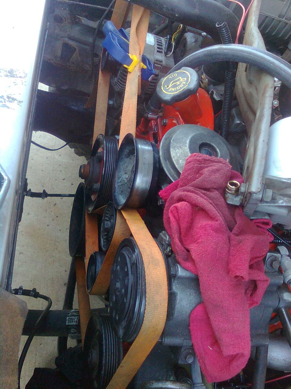 Got it mounted close enough to check for the belt length.  Still need to strengthen it before running it.