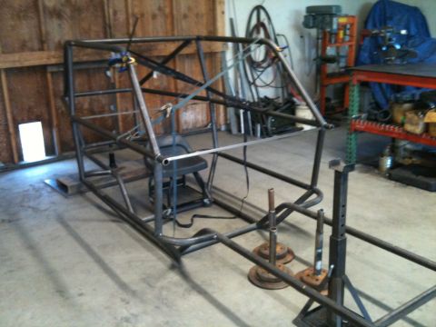 1966 Ford Bronco - This is a custom tube chassis frame under construction in a workshop setting.