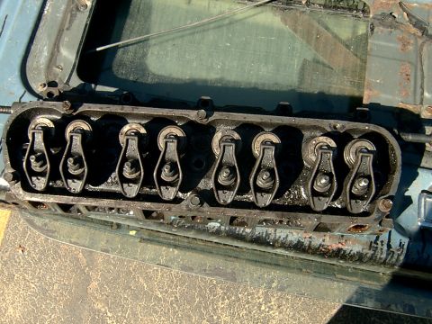 1982 Ford Bronco - Engine valve train components, likely from a V8 engine, are exposed.