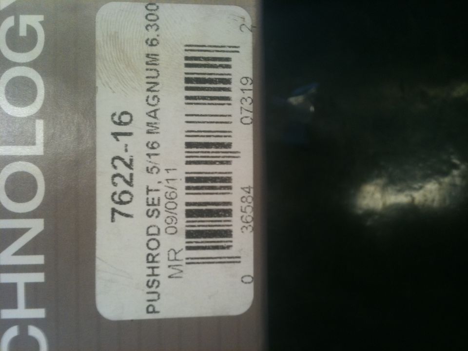 Part packaging with 'TECHNOLOGY' and 'PUSHROD SET, 5/16 MAGNUM 6.300' printed on it
