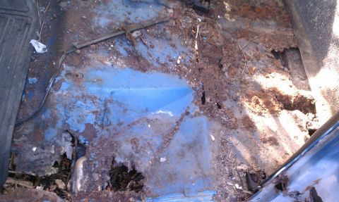 1979 Ford Bronco - Extensive rust damage has compromised the floor pan of this vehicle.