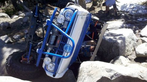 1971 Ford Bronco - This 1971 Ford Bronco appears to have rolled onto its side while navigating a rocky trail.