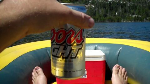 1971 Ford Bronco - Enjoying a cold one on the water in an inflatable boat.