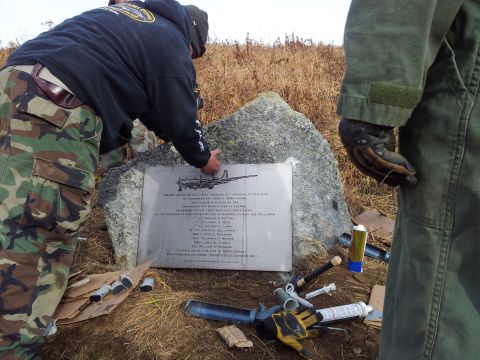 1990 Chevrolet Suburban - Memorial plaque details a B-29 bomber crash and its crew, placed in October 2011.
