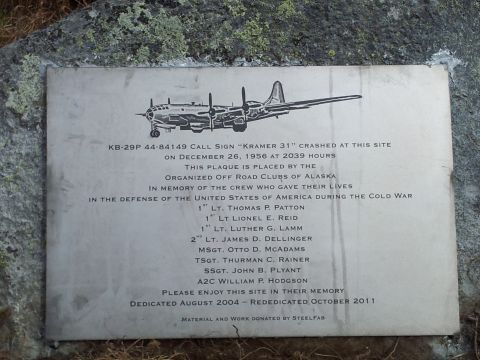 1990 Chevrolet Suburban - A memorial plaque commemorates a B-29 bomber crash site and lists the names of the crew members.
