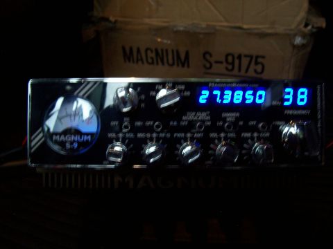 1978 Ford F-150 - Close-up of a Magnum S-9 CB radio, displaying frequency and channel information.