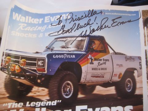 1996 Ford Bronco - This off-road racing truck features prominent Goodyear and Walker Evans Racing branding and signatures from Priscilla and Walker Evans.