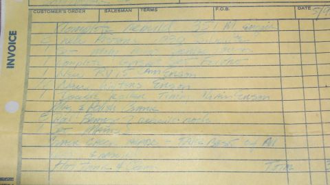 1978 Ford Bronco - This invoice details engine parts and services, including a 351 CI engine and various components.