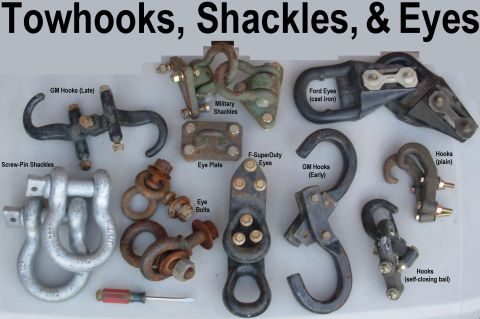 1983 Ford Bronco - Various recovery hooks, eyes, & shackles See the NEXT several pics... The large galvanized shackles are now on the front of my Bronco. [url…