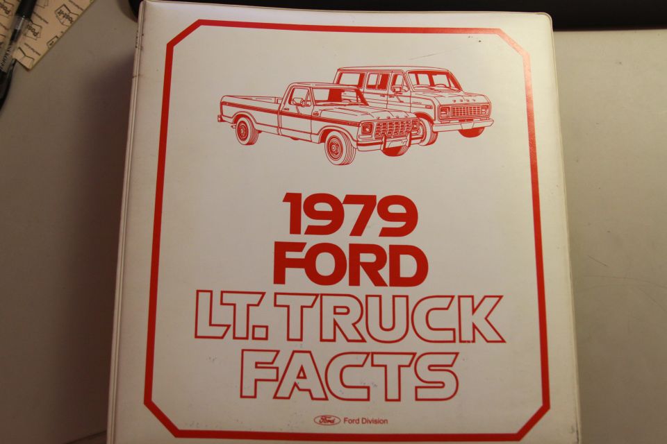 1979 Ford LT. TRUCK FACTS document cover with illustrations of a pickup and SUV