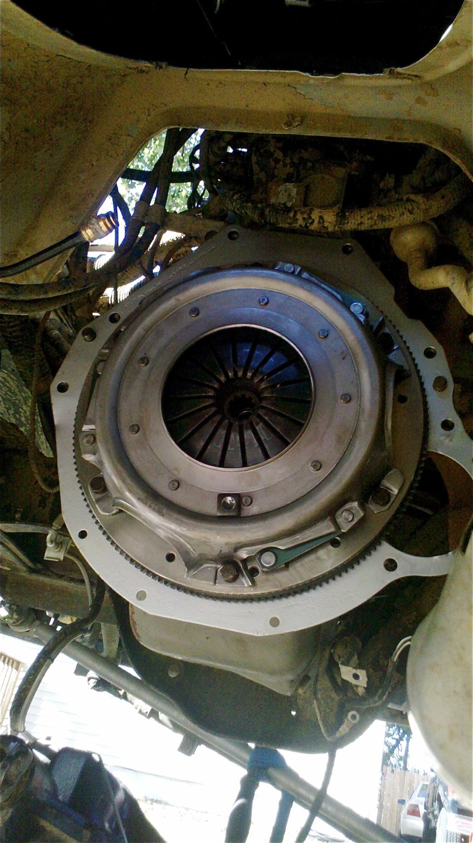 close-up of vehicle clutch assembly
