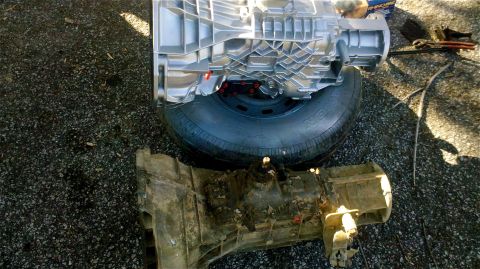 1995 Ford F-150 - Two transmissions are shown, one appears to be a replacement for the other.