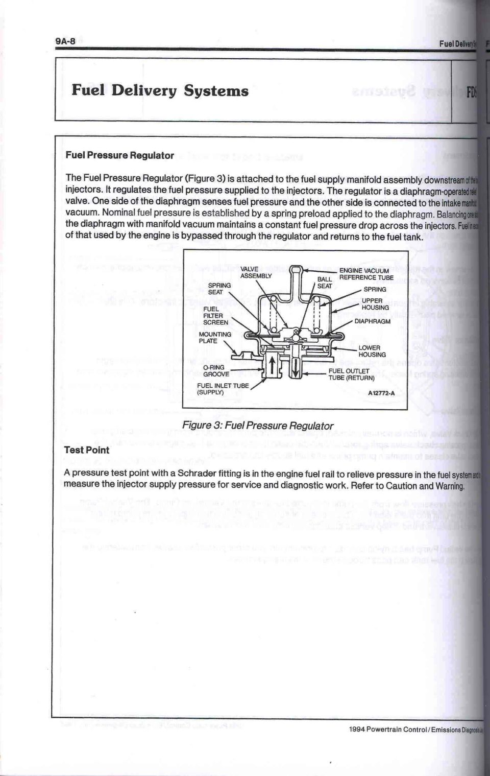 Ford fuel pressure regulator cutaway and description, fuel delivery system