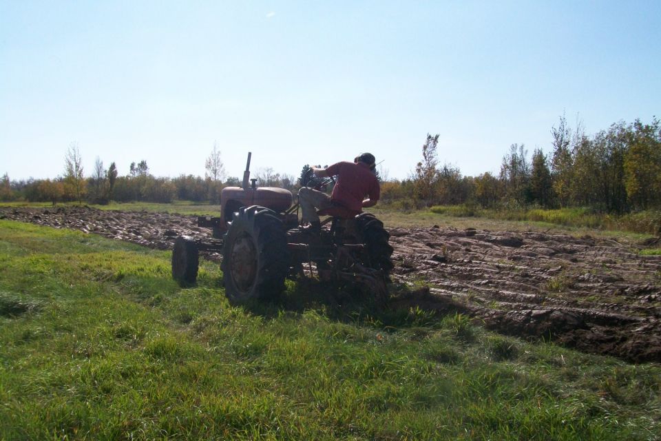 Tractor plowing a field
