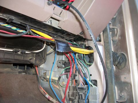 1996 Ford Bronco - Interior wiring harness detail, showing numerous wires and electrical connectors.