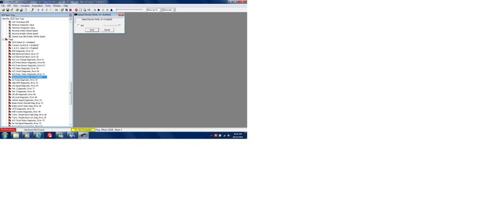 Computer screen showing a software interface with a list of options and a grayed-out area