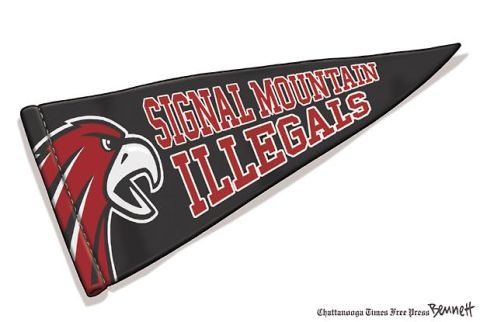 1990 Ford Bronco - A pennant displays the 'Signal Mountain Illegals' team name and an eagle graphic.