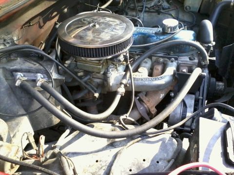 1981 Ford Bronco - The engine bay of a 1981 Ford Bronco shows its V8 engine with a carburetor and air filter.