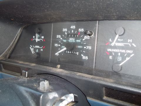 1970 Ford Ranchero - Close-up of a vehicle's dashboard gauges, including the speedometer and fuel indicator.