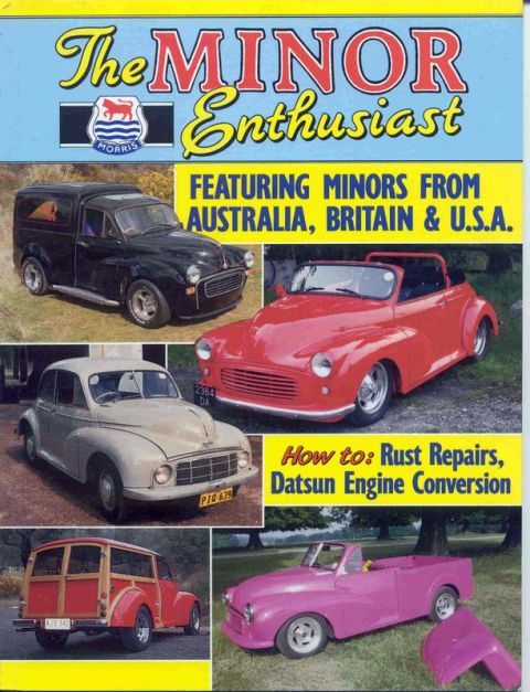 1969 MINI Cooper - This magazine cover features several Morris Minor vehicles, including a van, convertible, sedan, and pickup truck.