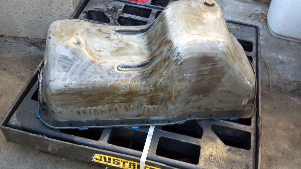 oil pan after some wirewheel action using a die grinder.