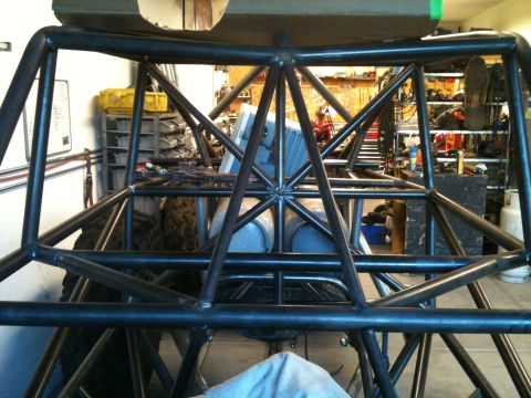 1966 Ford Bronco - Interior view of a custom-built off-road buggy's roll cage structure.