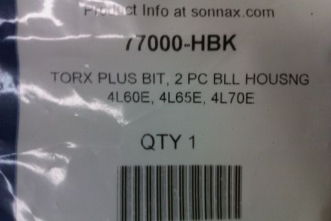 2005 GMC Yukon - Product packaging details for a Torx Plus Bit kit, including part number and compatible transmissions.