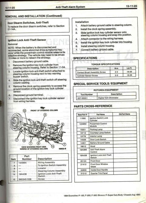 1996 Ford Bronco - Anti-Theft Ignition Lock