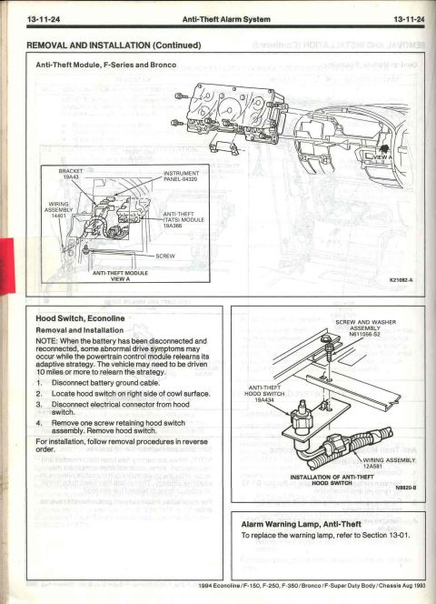 1996 Ford Bronco - Anti-Theft Module location