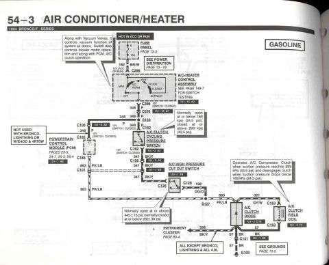 1996 Ford Bronco - A/C Compressor circuits