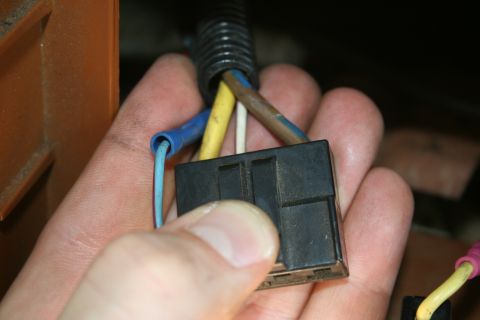 1982 Ford Bronco - Close-up of a wiring harness connector with multiple colored wires.