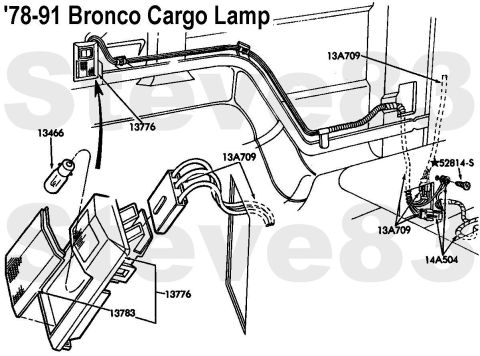 1983 Ford Bronco - '78-91 Bronco Cargo Lamp IF THE IMAGE IS TOO SMALL, click it. The bayonet bulb base shown is incorrect - it's a large wedge base. Compare t…