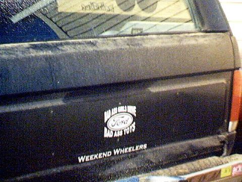 1989 Ford Bronco - Close up of tailgate and my new stickers. 09/22/03
