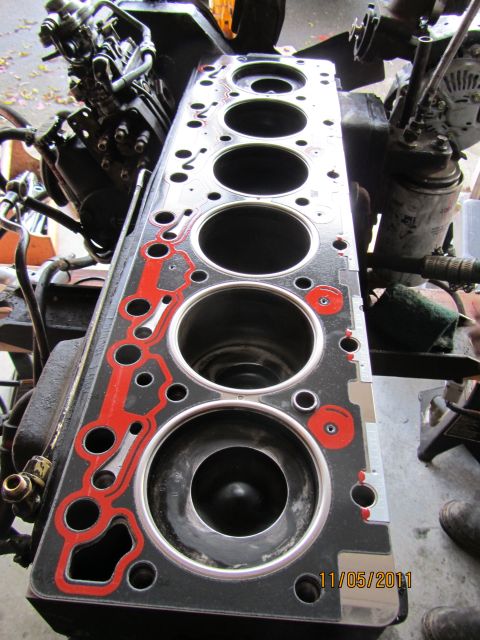 1984 Ford Bronco - Close-up of an engine cylinder head gasket, showing the gasket material and sealant.