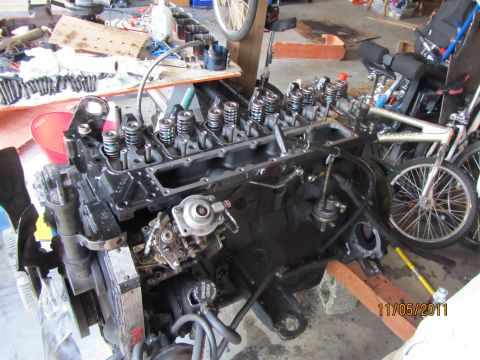 1984 Ford Bronco - Engine assembly with visible fuel injection pump and valve train components.