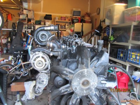 1984 Ford Bronco - Diesel engine assembly with turbocharger and cooling fan visible, dated 11/05/2011.
