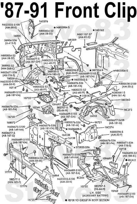 1983 Ford Bronco - '87-91 Fender, Core Support, & Grille IF THE IMAGE IS TOO SMALL, click it.