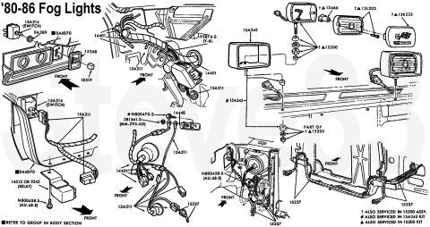 1983 Ford Bronco - '80-86 Fog Lights The relay (lower L corner) is a common Ford 3-pin horn relay used with early vacuum cruise systems, so it & its connector…