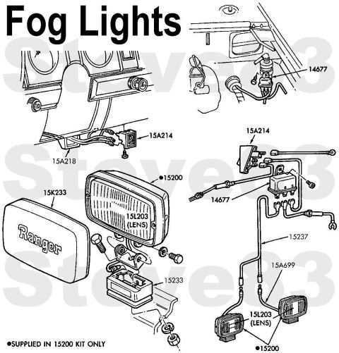 1983 Ford Bronco - Ranger Fog Lights; similar to other '75-91 Ford trucks. '80-86 Bronco/F Fog Lights D9ZZ-15K233-A Lens Cover D9ZZ-13466-A Bulb EOTZ-15237-B…