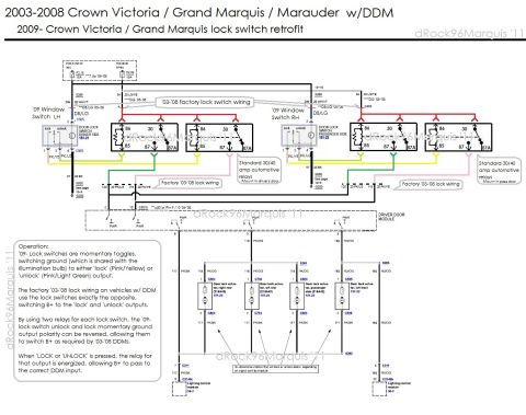 1996 Mercury Grand Marquis - '09- CV/GMQ lock switches into '03-'08 CV/GMQ/MM with DDMs Same as this diagram; http://www.supermotors.net/registry/media/895121 But using…