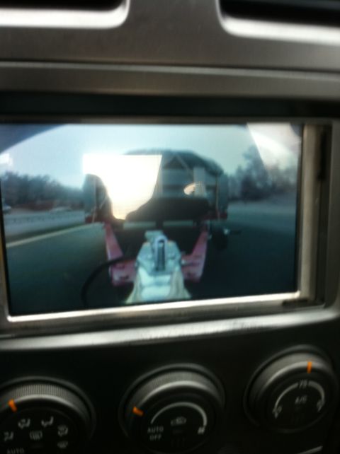 2007 Subaru Impreza - View from a vehicle's backup camera shows a trailer hitch assembly.