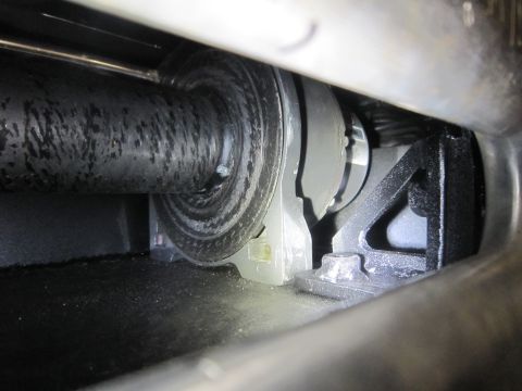 2008 Jeep Wrangler - Detail of a winch drum and its support structure, likely an aftermarket accessory.